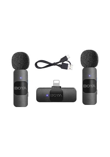 Springsun Mikrofon Boya By-v2 Tek Tetikli İki 2.4g Kablosuz Mikrofon Sistemi Klipsli Telefon Mikrofonu
