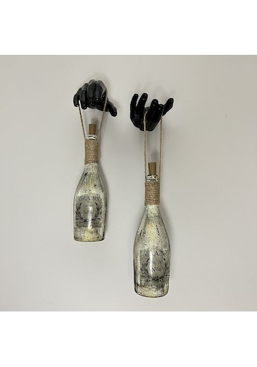 El Yapımı Siyah Erkek Eli Heykeli Dekorlu Peri Led Işıklı Buzlu C Çok Renkli