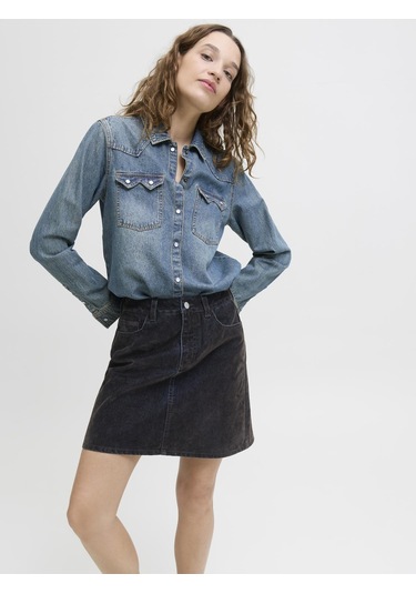 Kadin Denim Mini Etek - Mia - 12283032 Brown Denim