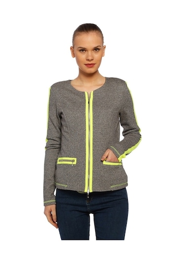 Bulalgiy Kadın Gri Neon Sweat Ceket - Bga343906