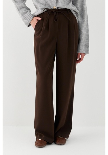 Bağcıklı Palazzo Pantolon Kahverengi Kahverengi
