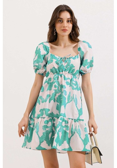 2351 Kloş Poplin Elbise - D. Mint Mint