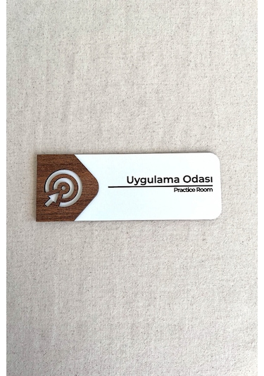 Uygulama Odası Kapı Tabelası Mdf Yönlendirme Levhası 19x7 Cm Çift Katmanlı