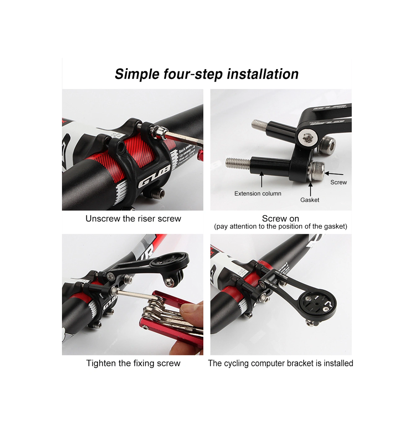 Youtek Gub G696 Aluminyum Bisiklet Kodu Tablosu Uzantı Tutucu: Ayarı Değiştirilebilir Açı, Hafif Ve Dayanıklı, Çeşitli Aksesuarlarla Uyumlu, Siyah Siyah