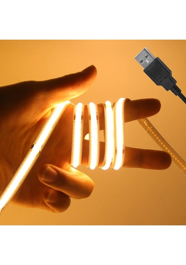 Kırmızı Dc 5v Usb Cob Şerit 320leds/m Beyaz/buz Mavisi/pembe/sarı/pembe/kırmızı Esnek Şerit Halat Gece Lambası Tv Arkaplan Led Şerit 1m