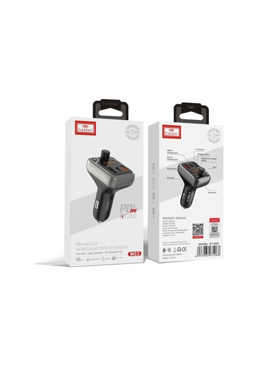 Earldom M63 Bluetooth Usb3.0 Ve Type C Pd Hızlı Şarj Fm Transmitter - Siyah