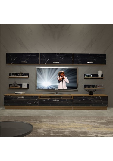 Decoraktiv Trendstyle 8y Mdf Tv Ünitesi Tv Sehpası Pera - Siyah Mermer