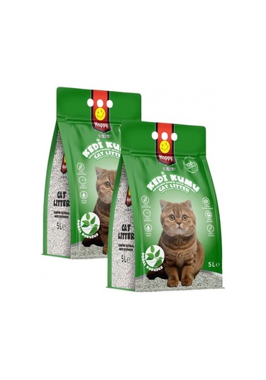 Happy Topaklanan Bentonit Natural Kedi Kumu 2 x 5 L