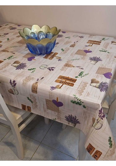 Elyaflı Pvc Muşamba - Desenli Silinebilir Masa Örtüsü Mrl213c Mavi