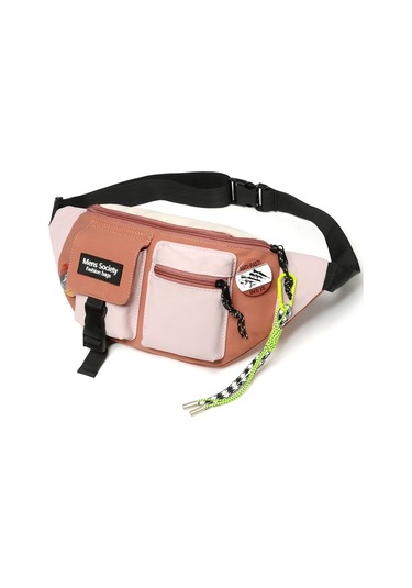 Sones Y9574 Kanvas Crossbody Tek Omuz Sırt Çantası Hafif Spor Göğüs Çantası Turuncu + Kordon Çok Renkli