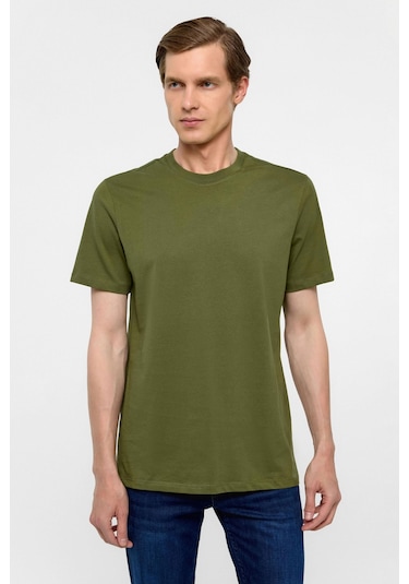 SÜVARİ Koyu Yeşil Regular Düz Bisiklet Yaka Tişört