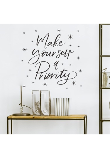 İngilizce Önceliğiniz Olsun Yatak Odası Ev Dekorasyonu Pvc Duvar Sticker Kendinden Yapışkanlı 32 39cm Şeffaf