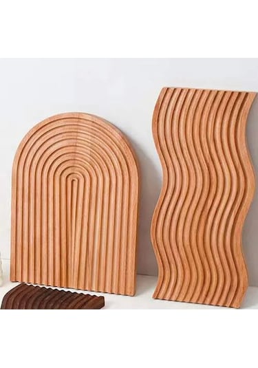 Morponi Oyuklu Bambu Kesme Panosu- Sunumluk- Dekoratif Pano 2'li Set Bambu