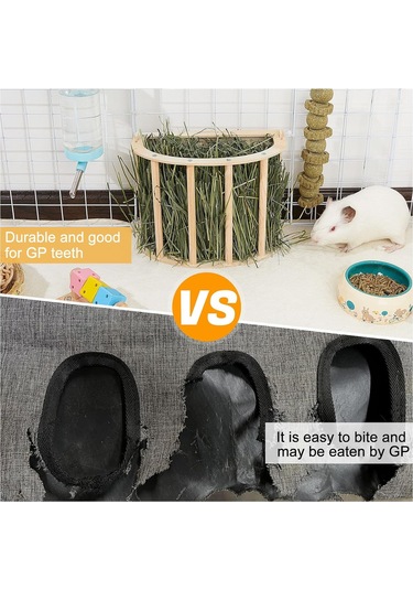 Ruicoo Ahşap Tavşan Yem Depolama Rafı - Büyük Kapasiteli, Diş Sağlığı İçin, Kolay Kurulum, Kedu Ve Tavşanlar İçin