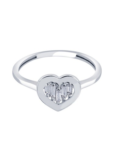 Diamond Line - Gülaylar - Beyaz Altın 8 Ayar Kalp Yüzük (529886406)