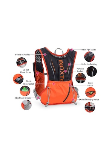 Inoxto 5l Hidrasyon Yeleği Sırt Çantası Su Koşu Yeleği Paketi, Yeşil