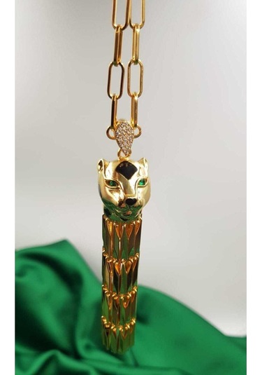 Jaguar Model Altın Tasarım Panter 1. Sınıf Şık Tasarım Çelik Kolye