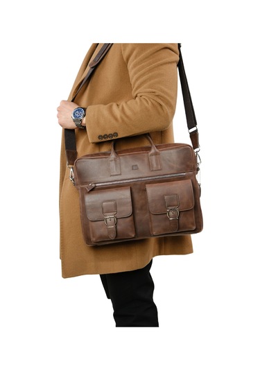 Mft Leather Hakiki Deri Laptop El Çantası Loreen 2230 Tiguan Kahverengi
