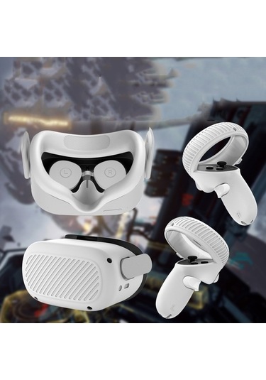 Tongxida Oculus Quest 2 Beyaz İçin Vr Gözlük Lensi Kabuk Kolu Koruyucu Kılıf, Uyumlu, Dayanıklı, Cilt Doku Tasarımı, Silikon Ma