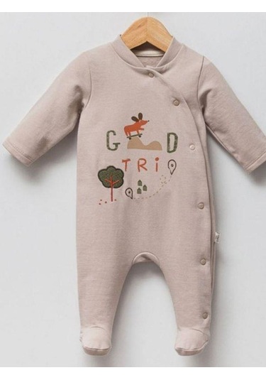 Erkek Bebek Öncen Çıtçıt Kapamalı Patikli Tulum-14941 Taş