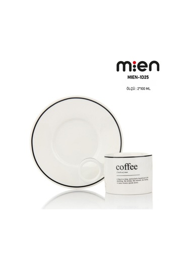 Mien 2 Li Silindir Model Porselen Fincan Takımı 100 Ml Beyaz