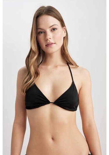Defacto Fall İn Love Regular Fit Üçgen Bikini Üstü T3666az23spbk81 Siyah