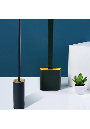 Duvara Monte Edilebilir Kapaklı Askılı Klozet Yumuşak Silikon Başlıklı Tuvalet Fırçası Seti Çok Renkli