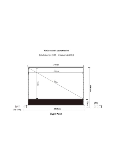 Codegen 212x123 Cm Taşınabilir Portatif Elektrikli Pull Up Floor Screen Projeksiyon Perdesi Pex-200