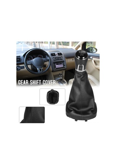 Youmex Vw Touran 2003-2010 Ve Caddy Mk2 2004-2009 İçin 5 Vites Değiştirici Kolu, Dayanıklı Pu Deri Malzeme, Kolay Kurulum Siyah
