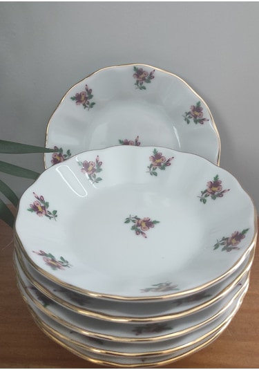 Porland Porselen Gülriz Bordo 11 Cm 12 Adet Çay Tabak