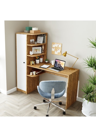 Roma Raflı Çalışma Masası , Çalışma Ofis Masası Sol Dolaplı