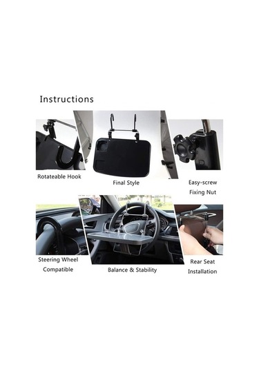 Besthome1 Araba Taşınabilir Asılı Dizüstü Bilgisayar Tepsisi, Katlanır Çok Fonksiyonlu Direksiyon Telefon Tutucu, 46470024 Siyah