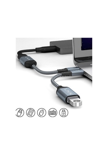 Livx USB 3.0 To Type-C Çevirici Dönüştürücü 60W 15 cm Kablolu OTG