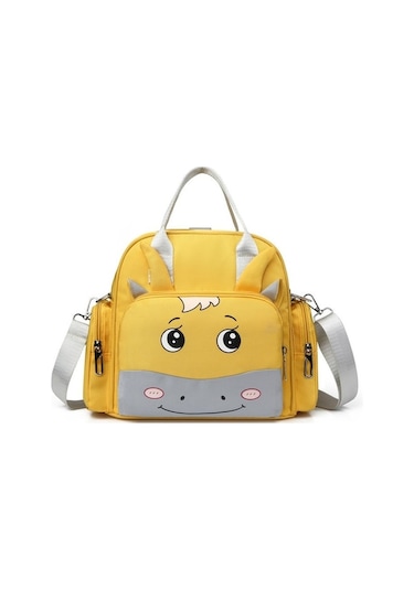 Didadodo Dinosaurs Desenli Askılı Çanta - Sarı Altın, Anne Bebek Kombin Altın