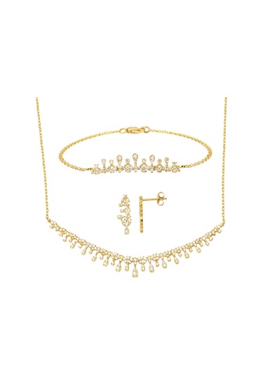 Damla Model 14 Ayar Altın Üçlü Set
