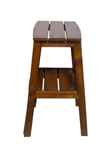 Çok Amaçlı Ahşap Merdiven Tabure 2 Basamaklı - El Yapımı Ceviz