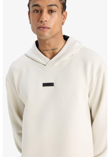 DeFactoFit Standart Fit Kapüşonlu Skuba Dalgıç Kumaş Sporcu Sweatshirt D7364AX25SPBG721