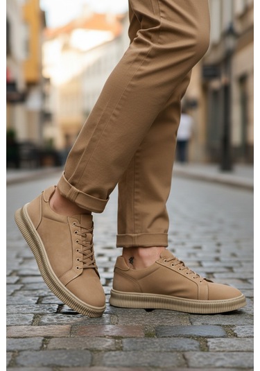 Kum Nubuk Hakiki Deri Büyük Numara Erkek Casual Ayakkabı 2516 M Bej