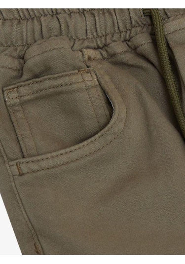 Erkek Çocuk Pamuklu Rahat Kalıp Bel Paça Lastikli Pantolon-14580 Haki