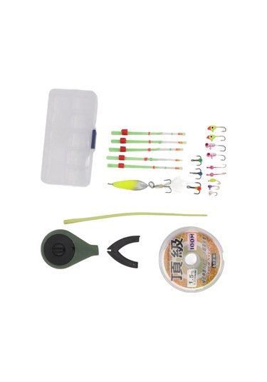 Wezone Kış Balıkçılığı Seti: Dayanıklı Buz Balıkçılık Kamışı, Keskin İğneler Ve Taşınabilir Depolama Kutusu - Asker Yeşili