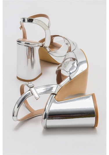 Luvishoes Lello Gümüş Kadın Topuklu Ayakkabı Gümüş