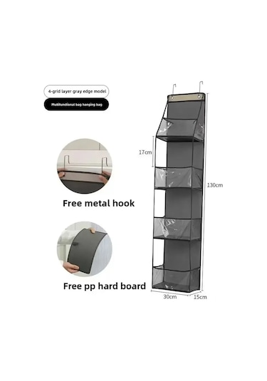 Konesam Duvar Tipi 6 Katlı Görünür Organizer, Beşik/ev/banyo İçin Nonwoven Çanta, Çeşitli Eşyaları Saklama Ve Boşluk Tasarrufu Sağlar Gri Diğer