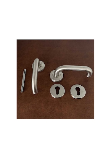 Dora Hastane Tipi Paslanmaz Saten Rozetli Yale Kapı Kolu 1 Takım