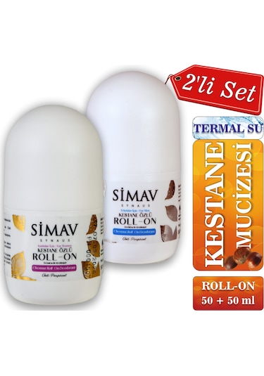 Simav Kestane Özlü Kadın Roll-On Deodorant + Termal Sulu Erkek Roll-On Deodorant 50 ML