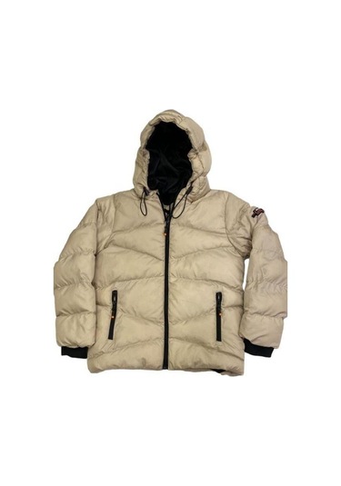 Erkek Çocuk Kapüşonlu Şişme Mont-11053 Bej