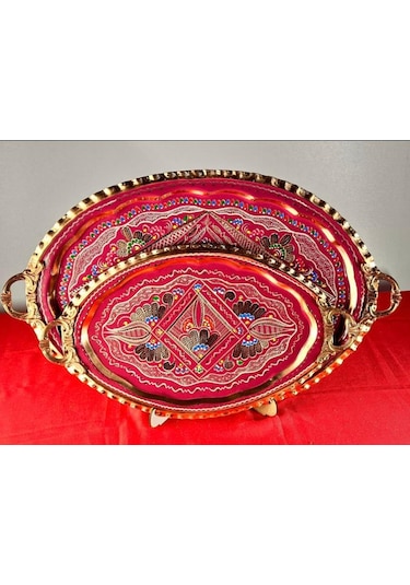 Bakır Oval 2li Tepsi Set