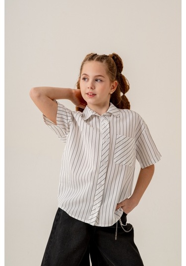 Kız Çocuk Bebe Yaka Yarım Kol Gömlek 3171 Beyaz