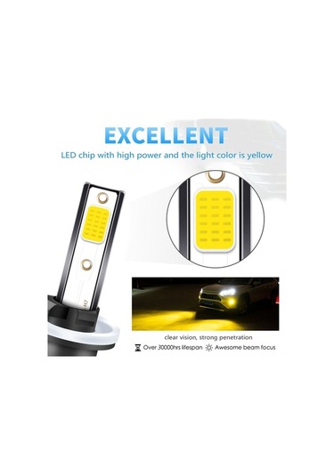 Ebitda 2 Adet 880/881 Sarı Led Sis Farı Ampulü - 3000k, 3000 Lümen, 30w, Ip68 Su Geçirmez