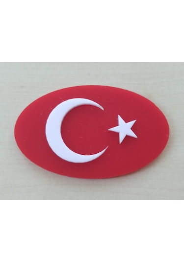 Ay Yıldız 8x5cm Yapıştırmalı Oval Kabartma 2 Adet Türk Bayrağı