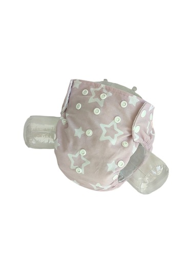 Bezhane Baby Çıt Çıtlı Yıkanabilir Bebek Bezi Pembe Beyaz Yıldızlı